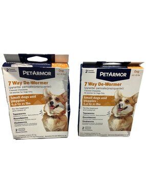 2 PetArmor 7 Way De-Wormer Chewables Dogs 6-25 Lbs 2 Count Each Exp 09/27  04/26